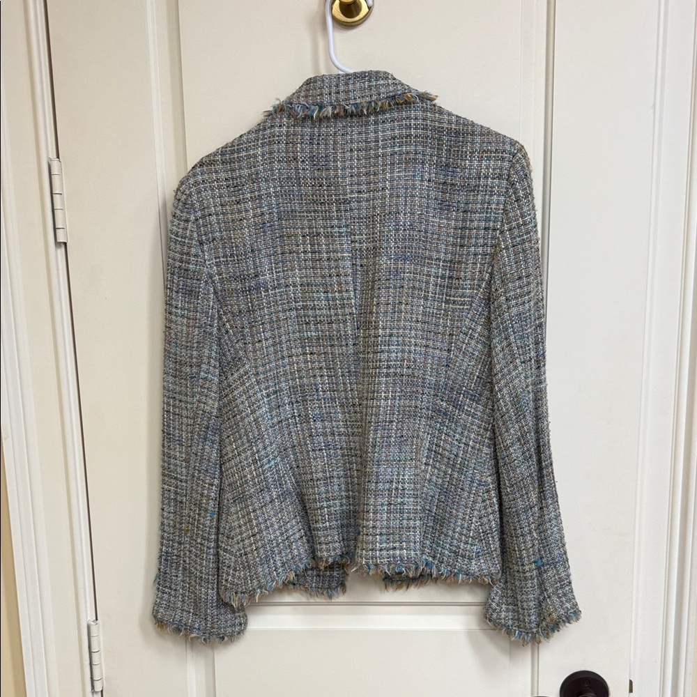 Zara Blue and Gray Tweed Blazer - Picture 10 of 14